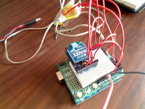XBee hooked up to temperature sensor