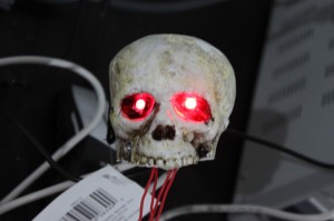 Testing that the LEDs are working and solder joints didn't break when inserting into skull.